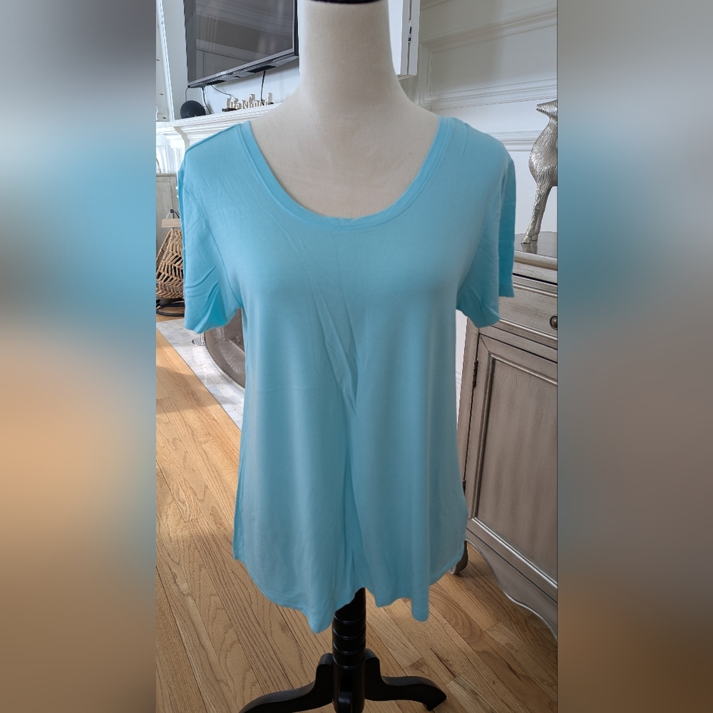 Soft Surroundings Aqua Short Sleeve Two Way Tee